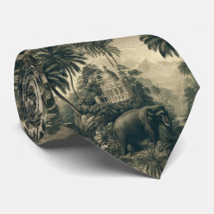 Gravata Arte Botânica Tropical de Elefante Toile Vintage