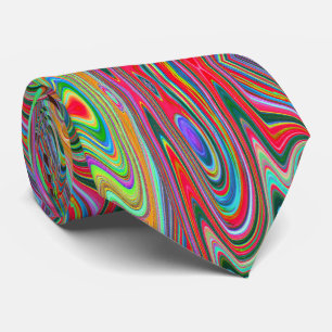 Gravata Arte de Abstrato azul, verde e vermelho trippy