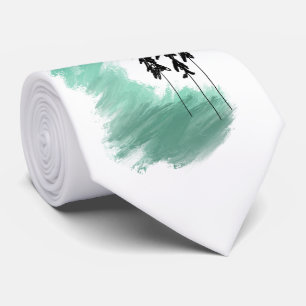 Gravata arte de árvore verde escandinava simples menta mod