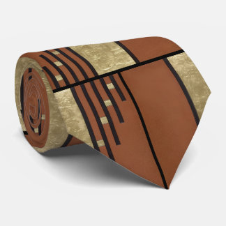 Gravata Arte Deco Em Dourado E Tan