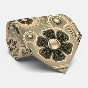 Gravata Arte deco padrão vintage dourado geométrico