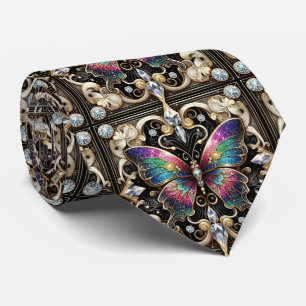 Gravata Arte Deco Retro Borboleta Arco-Íris Nouveau