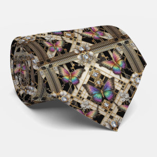 Gravata Arte Deco Retro Borboleta Arco-Íris Nouveau