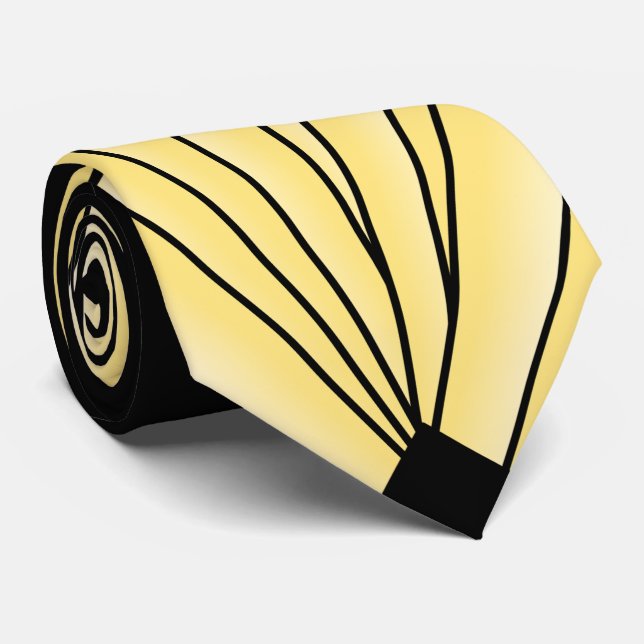 Gravata Arte Deco Ventilador Design Amarelo Coluna (Rolled)