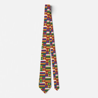 Gravata Arte Étnica Africana Kente Padrão Geométrico Brilh