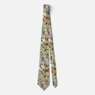 Gravata Arte Floral Botânica de Mariposa Borboleta Vintage