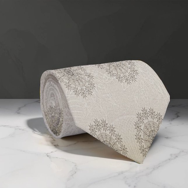 Gravata Arte floral com padrão têxtil em areia (Criador carregado)