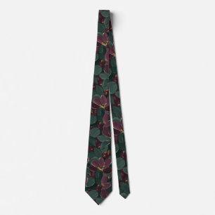 Gravata Arte Floral Floresta Verde Burgundy Elegante
