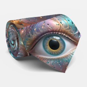 Gravata Arte Fractal De Olho Azul,