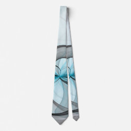 Gravata Arte Fractal Moderna Abstrata Antracite Cinza Azul