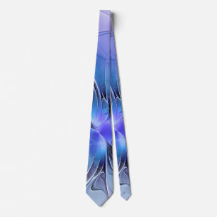 Gravata Arte fractal moderna abstrata azul lavanda