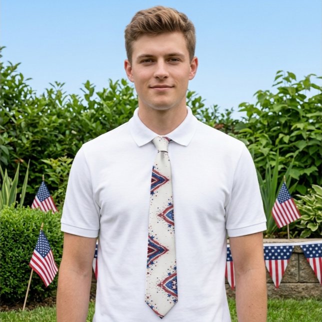 Gravata Arte Geométrica da Liberdade dos EUA Vermelho Bran (USA Freedom Geometric Art Red White Blue Patriotic Neck Tie)