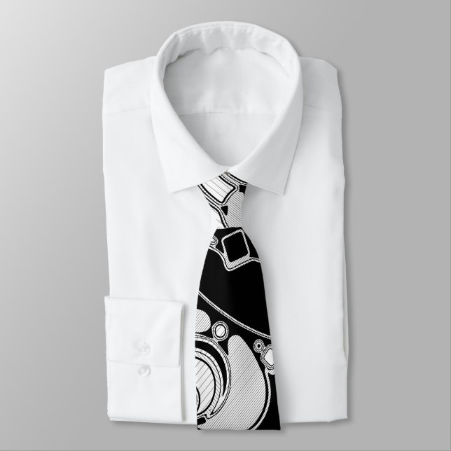 Gravata Arte Geométrica Preto e Branco 4 (Amarrado)