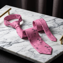 Gravata Arte linear de Schnauzer rosa