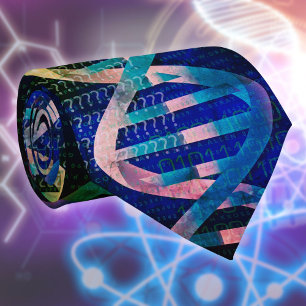 Gravata Arte Moderna de Identificação de DNA Azul Ciência