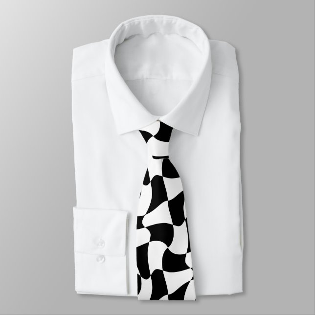 Gravata arte óptica a preto e branco (Amarrado)