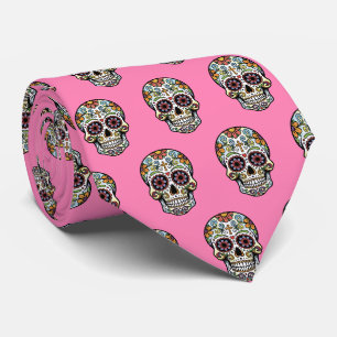 Gravata Arte Pop Dia de los Muertos Crânio de Açúcar Cômic
