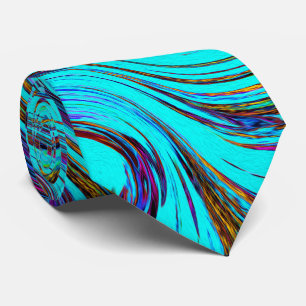 Gravata Arte retrógrada de Abstrato de esmeril azul-aqua e