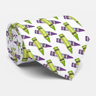 Gravata Artista Roxo-Verde Crayons Crayon Tie