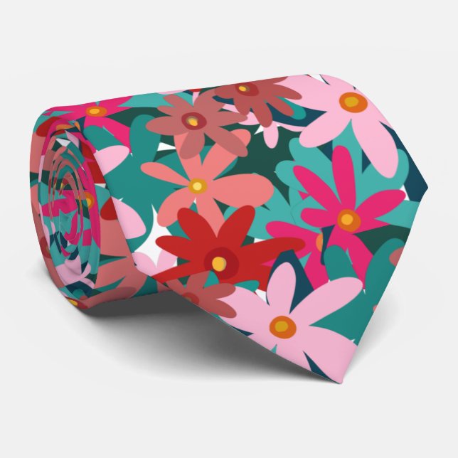 Gravata Artística de Flores Vermelhas – Design Ins (Rolled)