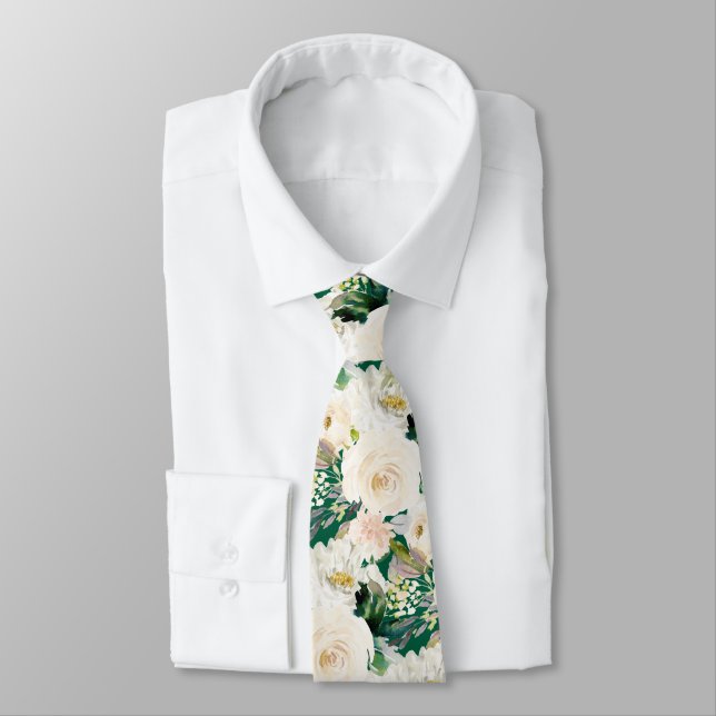 Gravata ArtsApp H2 Alabaster Cream Roses Wedding (Amarrado)