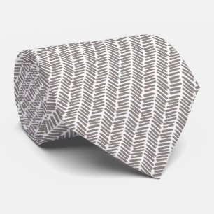 Gravata Artsy Elefante Cinza Branco Abstrato Chevron