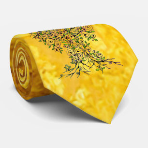 Gravata Árvore da Vida - Espirais Folhas Frutas 1