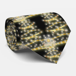 Gravata Árvore de Natal com Redemoinho Preto e Dourado Fes