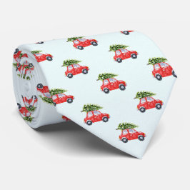 Gravata Árvore de Natal de Carro Vermelho Floco de Neve Fe