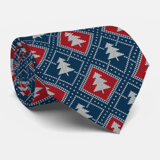 Gravata Árvore de Natal Diamante Vermelho Branco Azul Nata