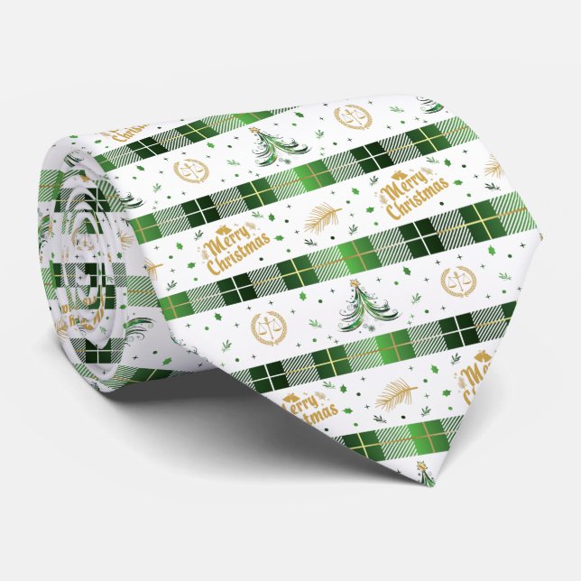 Gravata Árvore de Natal do Advogado - Escalas da Justiça (Rolled)