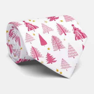 Gravata Árvore de Natal rosa das festas de Natal