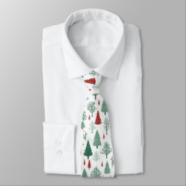 Gravata Árvores de Natal Boho Vermelhas e Verdes Feriado