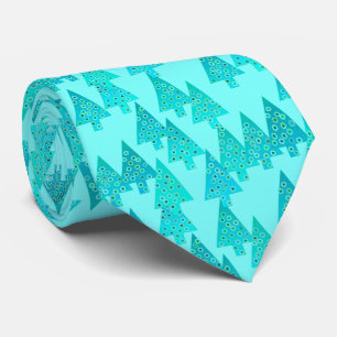Gravata Árvores de Natal de flores modernas - aqua & pavão