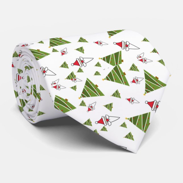 Gravata Árvores de Natal e Papai Noel (Rolled)