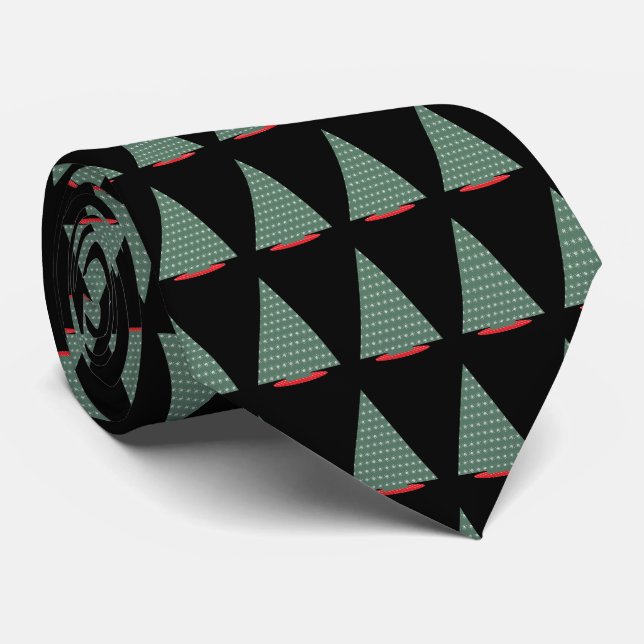 Gravata Árvores de Natal Preto (Rolled)