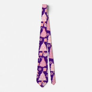 Gravata Árvores de Natal Rosa Padrão D Roxo BG