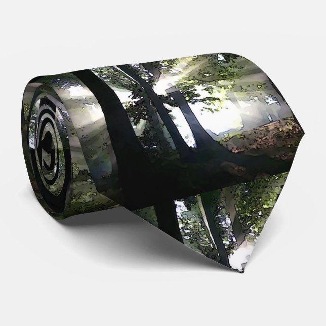 Gravata Árvores - Luz do Sol Através da Floresta (Rolled)