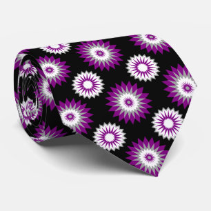 Gravata Asexuality pride flag / black flower pattern