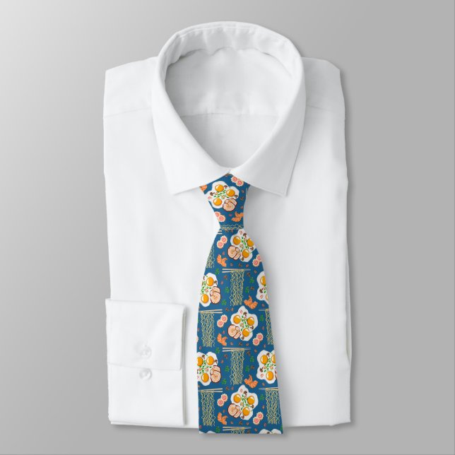 Gravata Asian Food Illustration Men’s Tie with Noodles (Amarrado)