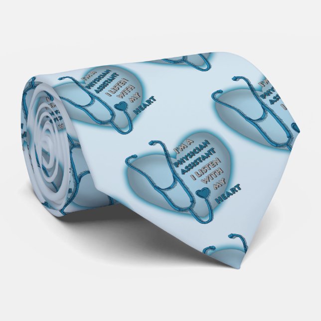 Gravata Assistente Médico Coração Azul (Rolled)