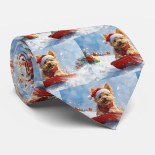 Gravata Australian Terrier no Trenó Deixe Nevar Natal