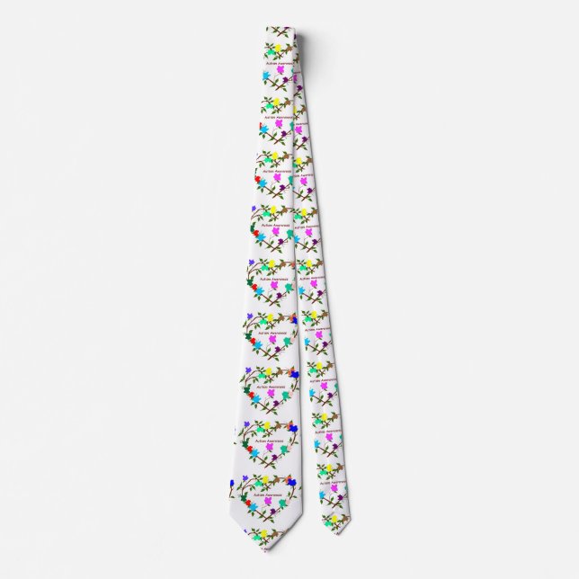 Gravata Autism Awareness heart puzzle pieces Neck Tie (Frente)