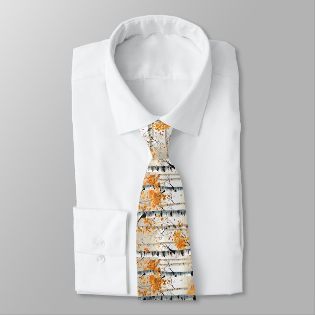 Gravata Autumn Birch Trees Necktie (Amarrado)