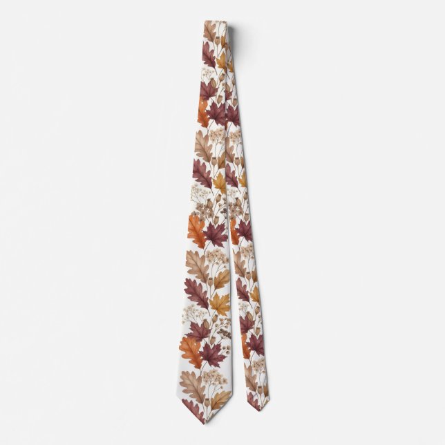 Gravata Autumn Floral  Rustic Fall Leaves & Berries (Frente)