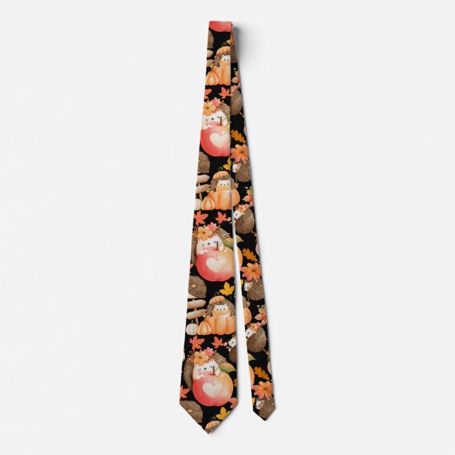 Gravata Autumn vibes Padrão Porcupine Black BG (Frente)