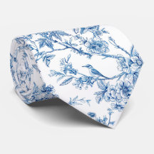 Aves Florais de Chinoiserie Azul e Branca