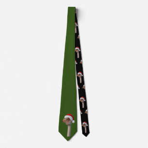 Gravata Avestruz Divertida Usando Chapéu de Papai Noel Hum