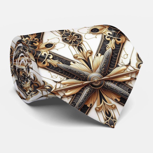 Gravata Avião a Jato Preto e Dourado Masculino (Rolled)