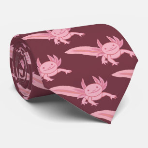 Gravata Axolote Rosa Sorrindo – Design Kawaii Fofo
